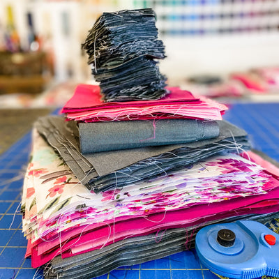 Fabric stack waiting to be sewn